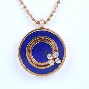 25782 Roberto Coin Love In Verona 18K Rose Gold Diamond Lapis Pendant